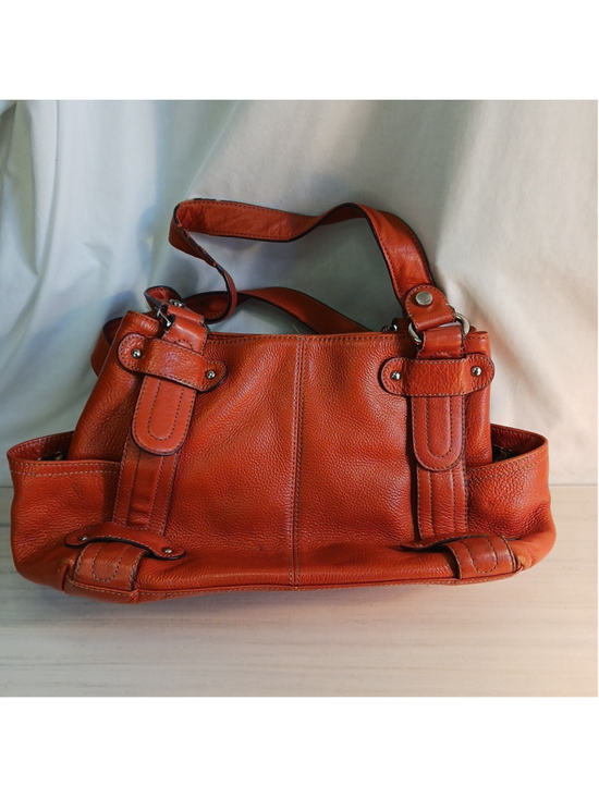 Tignanello Handbags - VTG Y2K Tignanello Handbag Orange Leather 2 Straps Magnetic Closure shoulder Bag